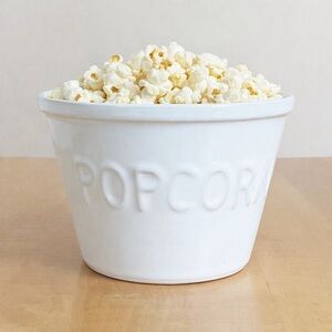 Crate & Barrel POPCORN Bowl White Embossed Stoneware Snack Bowl Portugal